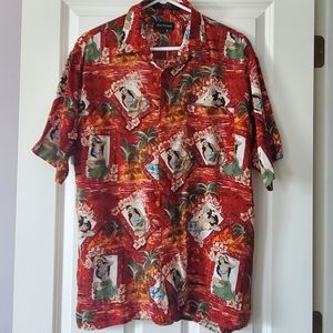 Marc Edwards Red Hawaiian Button Down Shirt Size L